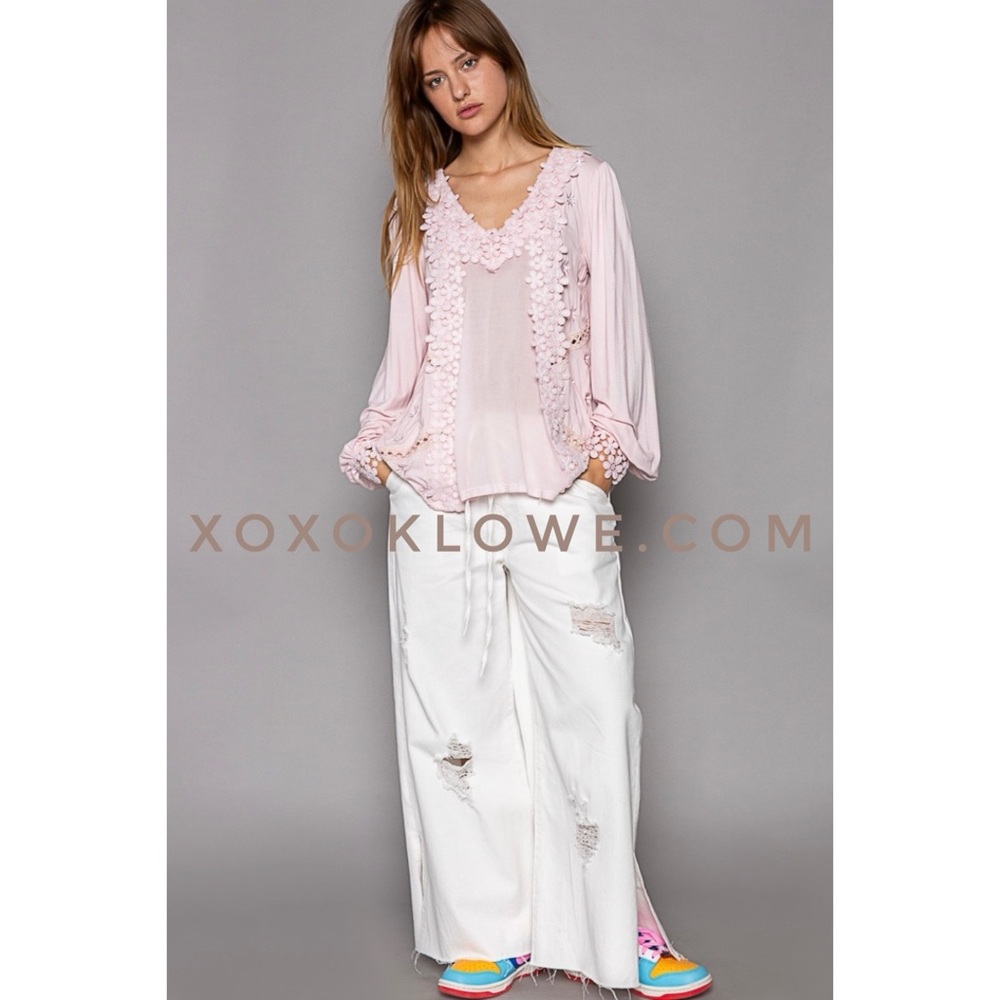 POL Off White Summer Denim Relaxed Fit Wide Leg Palazzo Jeans - Picture 9 of 13